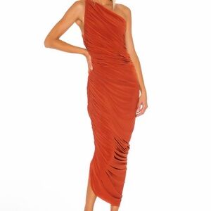 Norma Kamali One-Shoulder Terracotta Dress